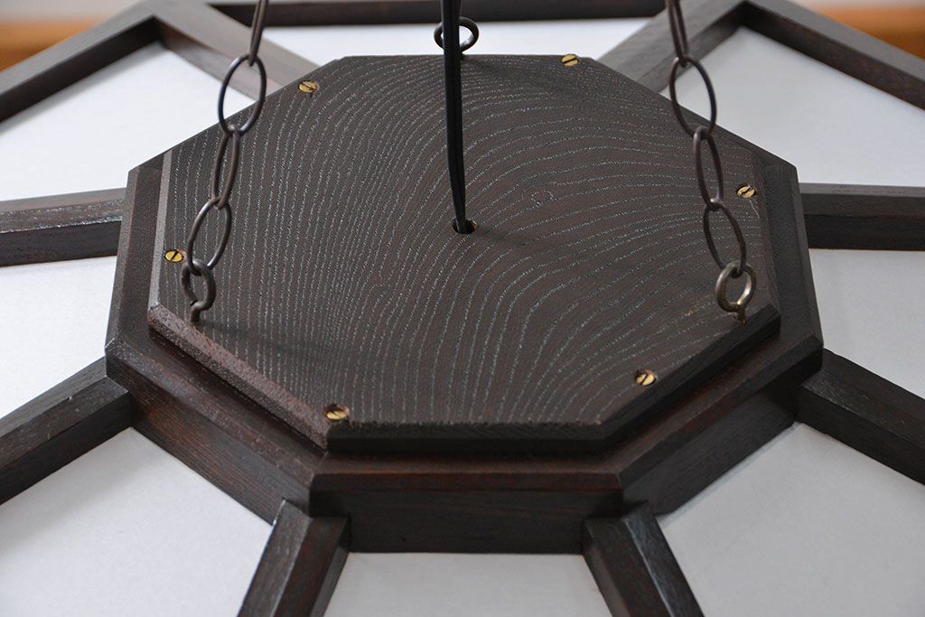ビンテージ 松本民芸家具 欅製 吊大アンドンをリメイクした吊り下げ照明(2)(天井照明)
