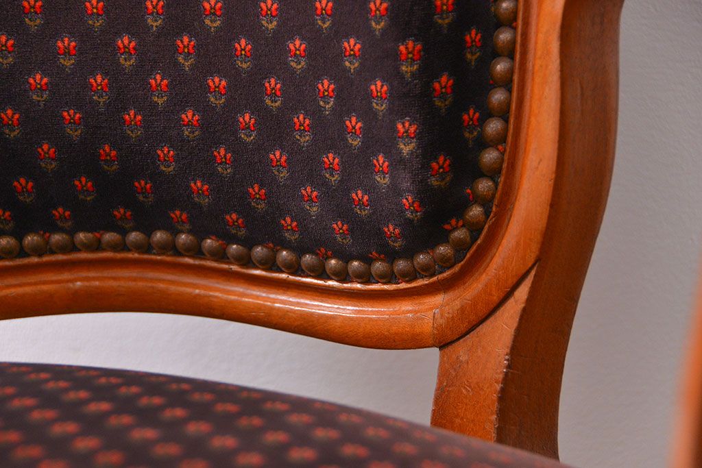 アンティーク家具　フランスアンティーク　マホガニー材の上質なアームチェア(1) (リビングチェア、サロンチェア、椅子、イス)