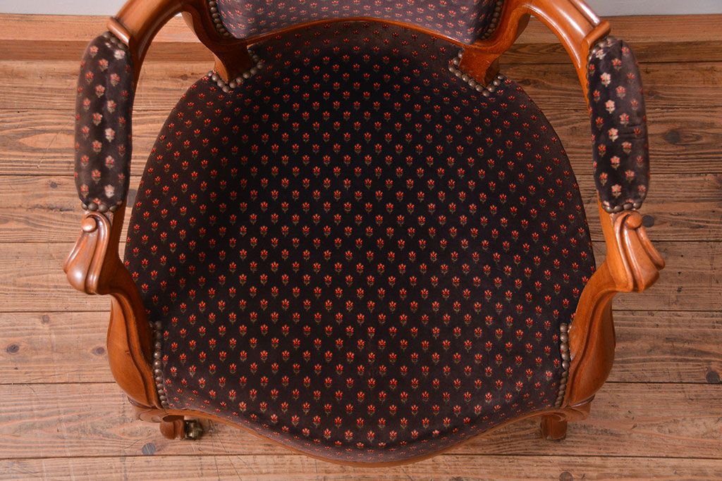 アンティーク家具　フランスアンティーク　マホガニー材の上質なアームチェア(1) (リビングチェア、サロンチェア、椅子、イス)