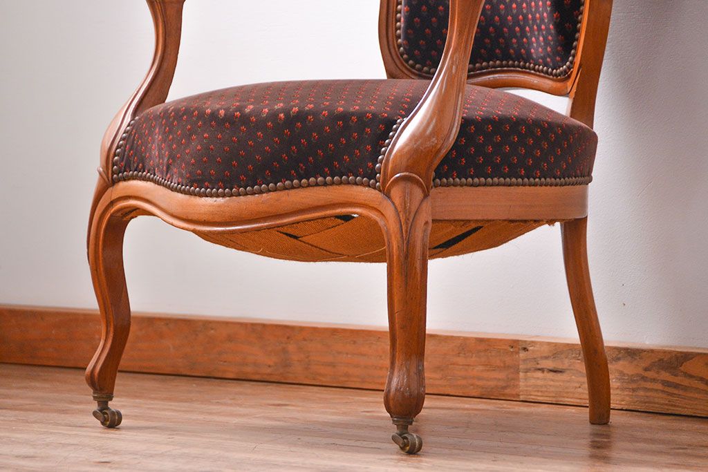 アンティーク家具　フランスアンティーク　マホガニー材の上質なアームチェア(2) (リビングチェア、サロンチェア、椅子、イス)