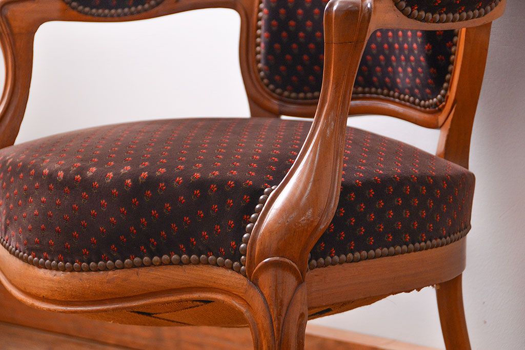 アンティーク家具　フランスアンティーク　マホガニー材の上質なアームチェア(2) (リビングチェア、サロンチェア、椅子、イス)