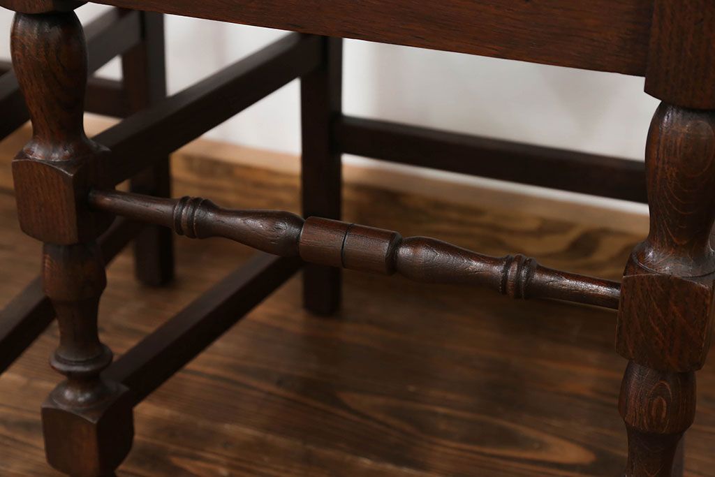 アンティーク家具　フランスアンティーク　オーク材　上質なアールデコ　ラッシチェア2脚セット(3)(椅子、イス)
