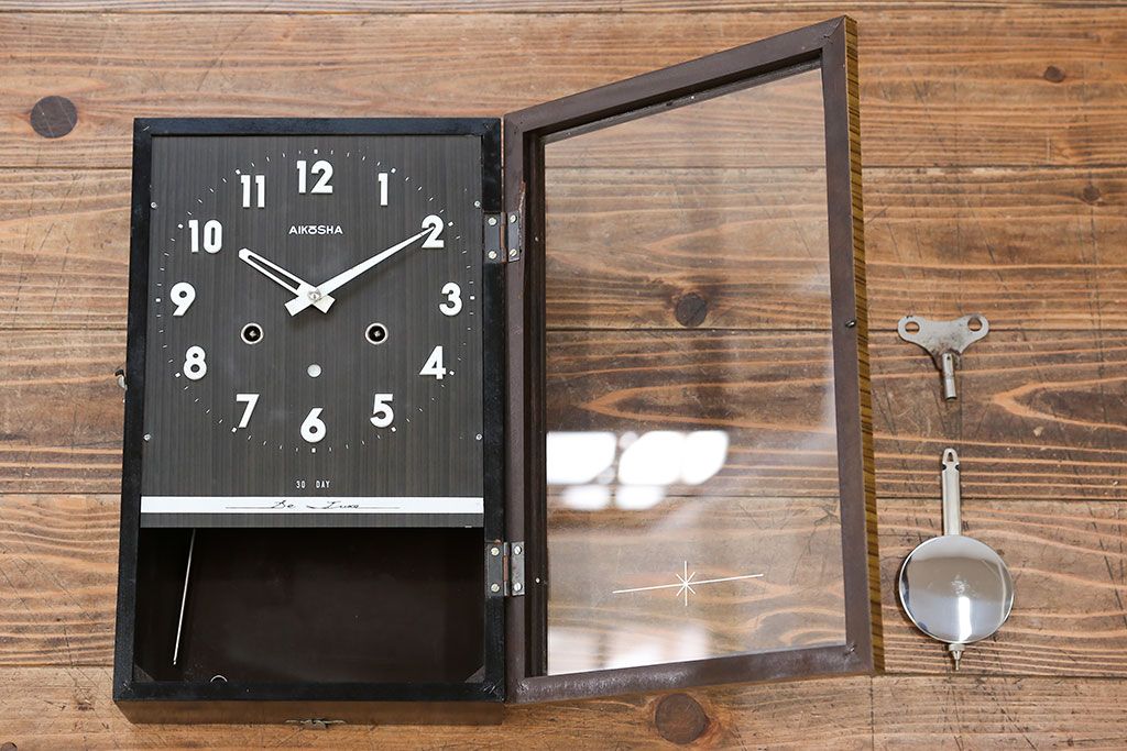 アンティーク雑貨　昭和レトロ シンプルな柱時計(ボンボン時計)