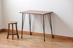 アンティーク家具　アンティーク 天板一枚板 古材を使った鉄脚テーブル(1)(作業台、机)