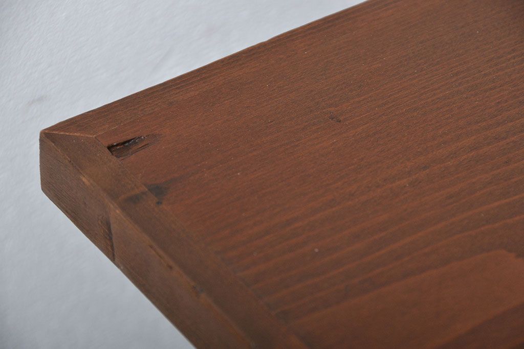 ラフジュ工房オリジナル　古材天板のシンプルなペイント鉄脚ダイニングテーブル
