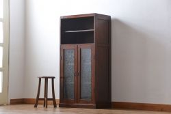 アンティーク家具　アンティーク 古いナラ材の縦型ブックケース(本棚、収納棚)