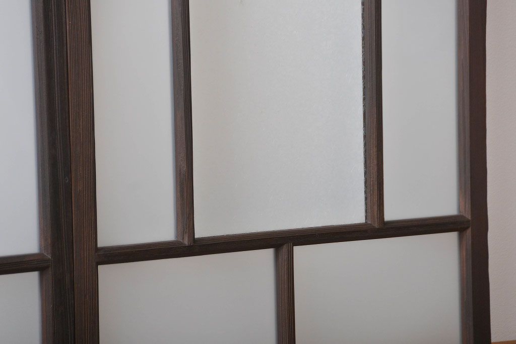 大正ロマン　モダンな背の低いガラス戸2枚(窓)(4)