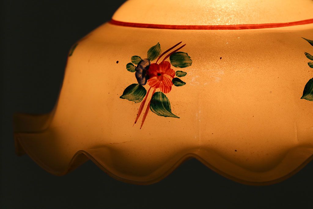フランスアンティーク　花柄フリルシェード照明(2)