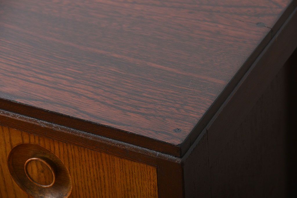 レトロ家具　昭和レトロ　ナラ材のかわいい片袖机