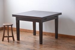 アンティーク家具　イギリスアンティーク　オーク材のシンプルなドローリーフテーブル
