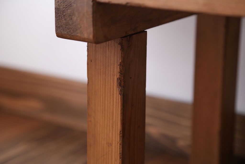 アンティーク家具　アンティーク　DIYにもぴったり!古い木のシンプルなベンチ(1)
