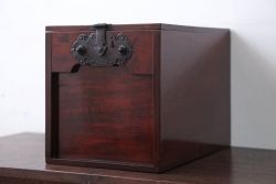 アンティーク雑貨　古民具・骨董　漆の綺麗な総欅材の古い銭箱