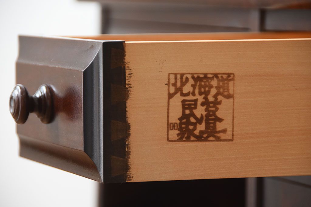 中古　北海道民芸家具　シンプルでおしゃれなドレッサー(スツール付き)