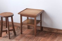 アンティーク家具　和製アンティーク　古いナラ材のサイドテーブル(花台)