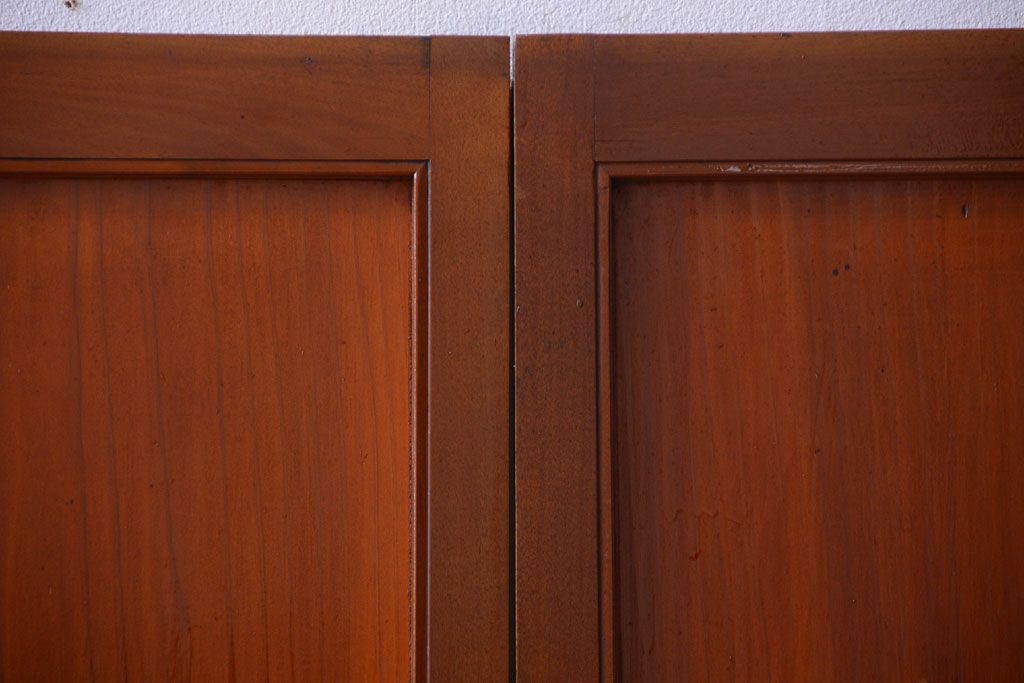 和製アンティーク　シンプルで上品な古い木の引き戸4枚セット(窓)