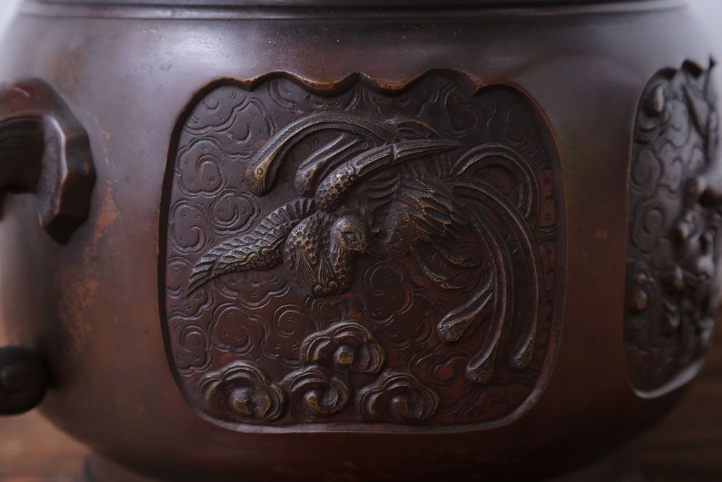 アンティーク雑貨　古民具・骨董　上手物!厚手の真鍮製高級アンティーク火鉢(2)
