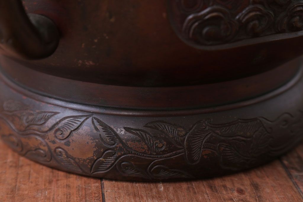 アンティーク雑貨　古民具・骨董　上手物!厚手の真鍮製高級アンティーク火鉢(3)