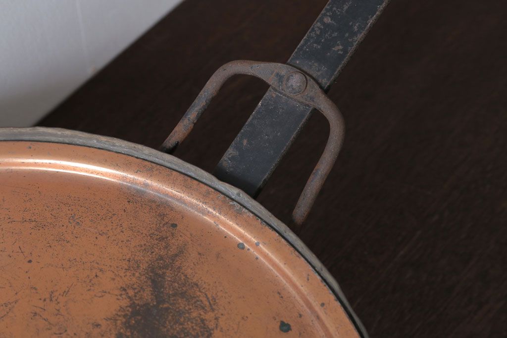 アンティーク雑貨　イギリスアンティーク　古い銅製フライパン