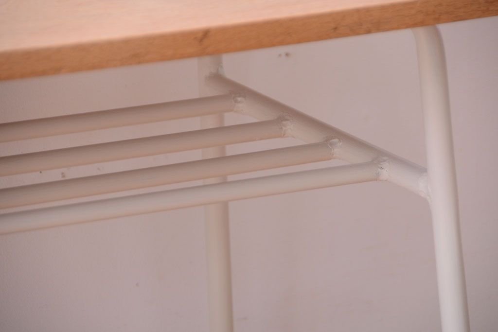アンティーク　天板ナラ材製!　ラフジュオリジナルペイントの鉄脚リメイクテーブル(2)