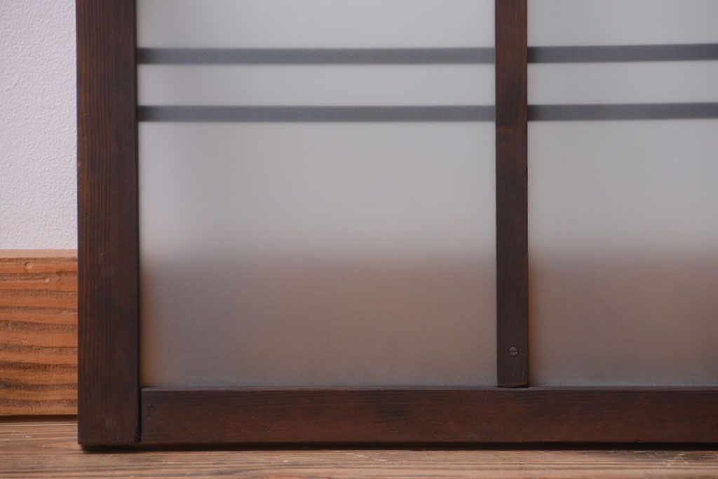 和製アンティーク　古い木製のモダンなすりガラス入り明り取り(明かり取り)(2)