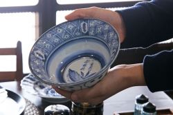 江戸期　古伊万里　蛸唐草文染付　なます皿3枚セット(中皿、和食器)(R-052066)