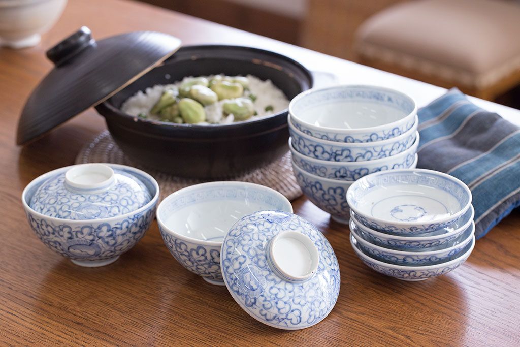骨董　蓋付き茶碗　6客