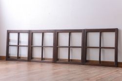 和製アンティーク　古い木のシンプルなガラス戸4枚セット(窓)