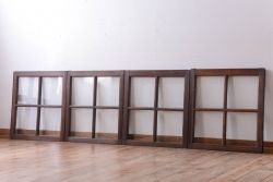和製アンティーク　古い木のシンプルなガラス戸4枚セット(窓)(3)