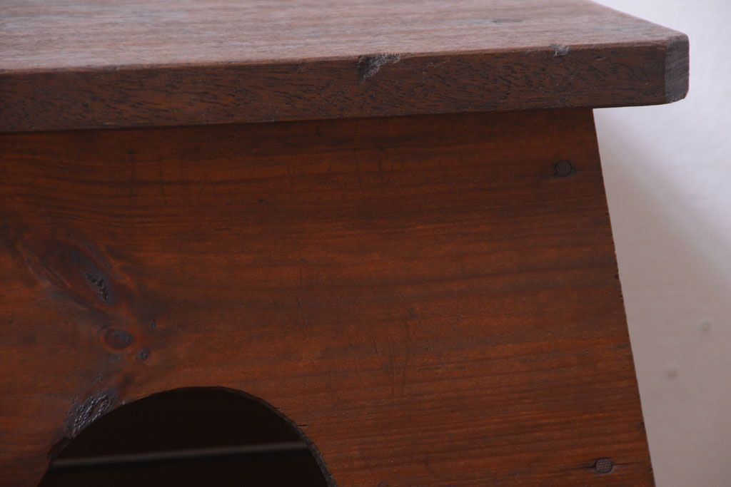 アンティーク雑貨　昭和レトロ　古い木のアンティーク2段踏み台