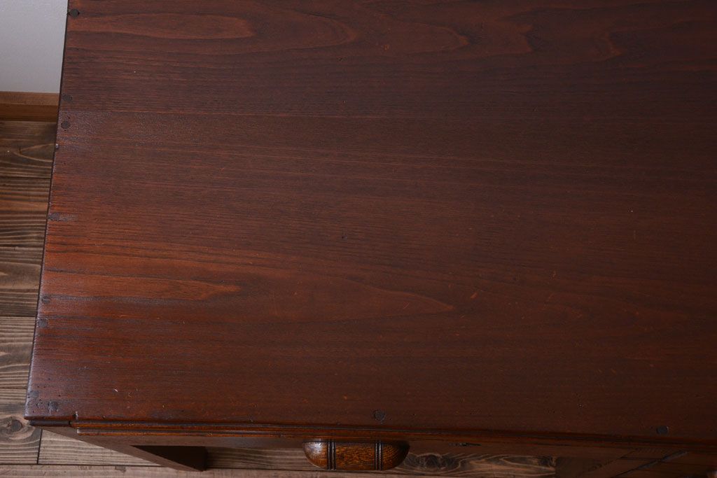 レトロ家具　和製アンティーク　小ぶりで可愛いレトロな木製デスク(片袖机)