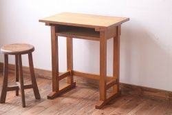 レトロ家具　昭和レトロ　古い学校の木製テーブル(平机・サイドテーブル)