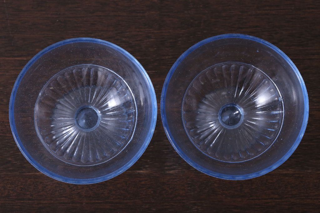 アンティーク雑貨　昭和レトロ　氷コップ2個セット(プレスガラス)(1)