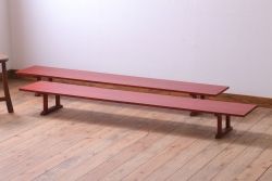 アンティーク家具　和製アンティーク　朱塗り!古い木の裁ち板2台セット(1)