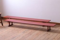 アンティーク家具　和製アンティーク　朱塗り!古い木の裁ち板2台セット(2)