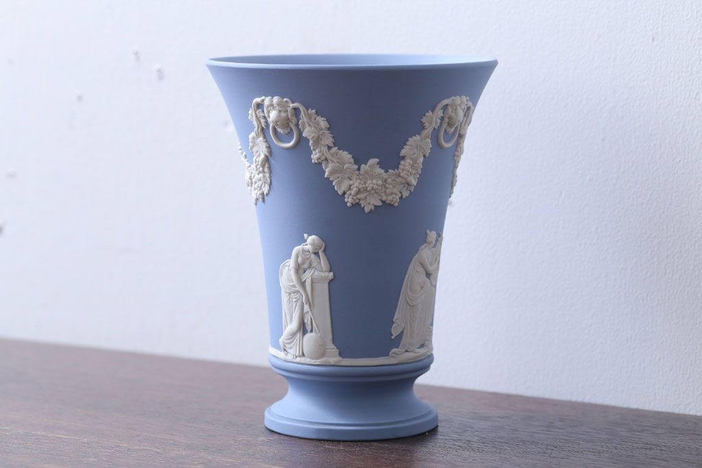アンティーク雑貨 中古 イギリスWedgwood(ウェッジウッド) ジャスパー ペールブルー 花瓶 | ラフジュ工房