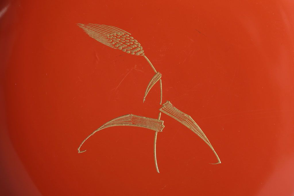 和製アンティーク　上品な花鳥柄の沈金朱塗椀5客セット(2)