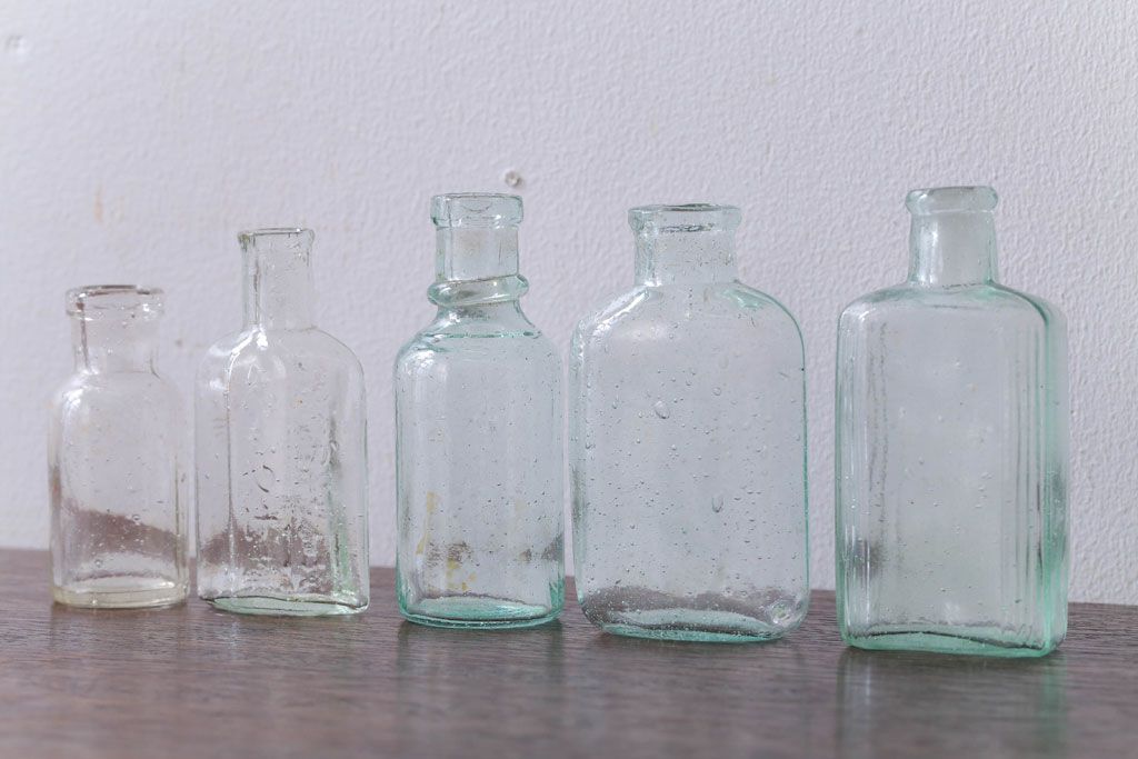 アンティーク雑貨 アンティーク 古いガラス小瓶5本セット ラフジュ工房