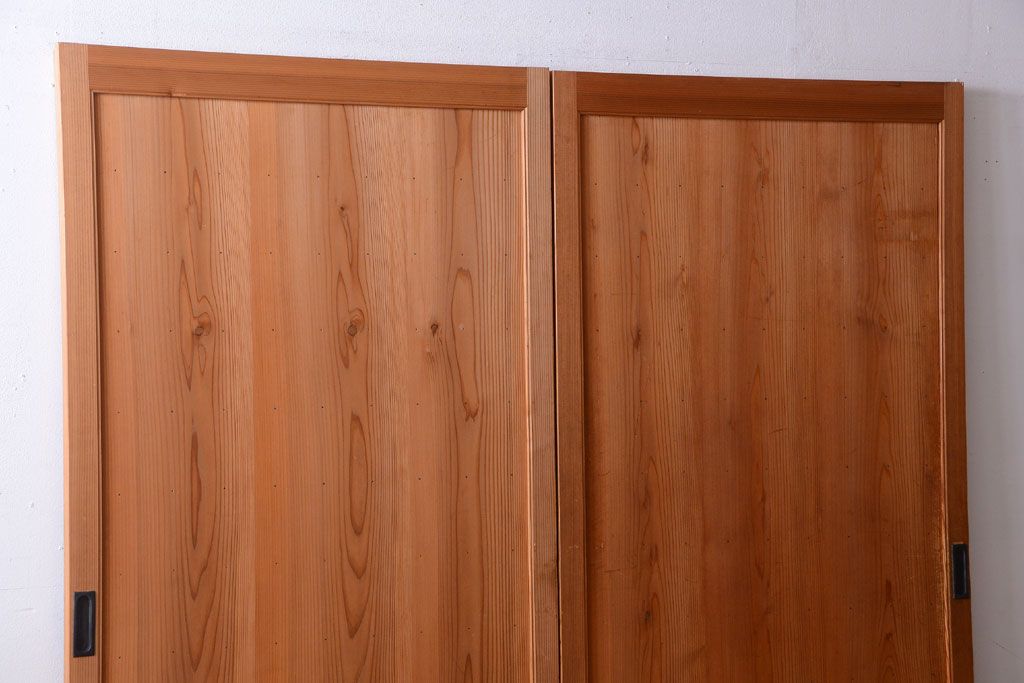 アンティーク　ナチュラルな古い木味のシンプルな舞良戸2枚セット(2)