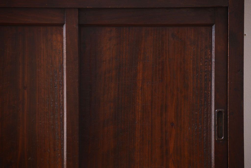 アンティーク家具　大正ロマン　古い木製の特大アンティークキャビネット(収納棚)