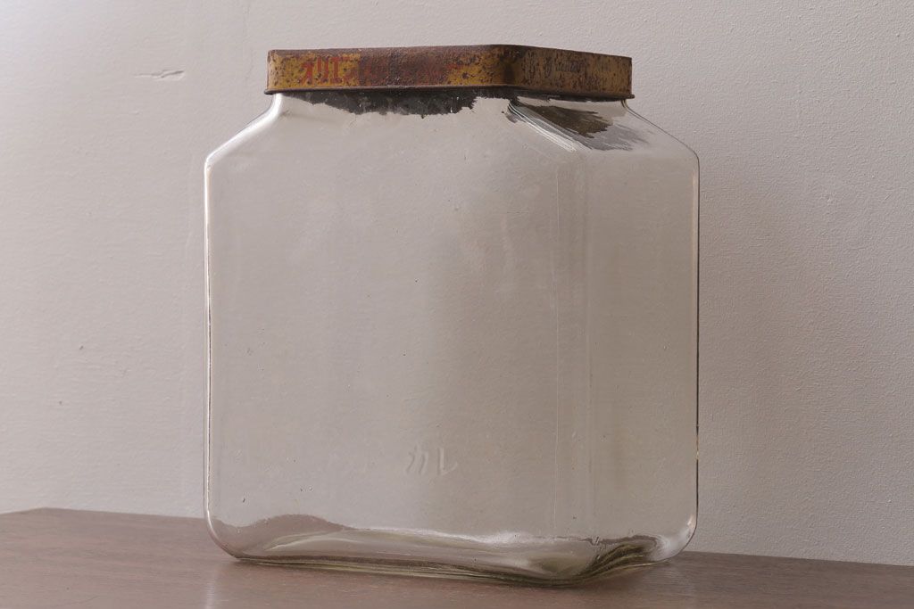 アンティーク雑貨　昭和レトロ　オリエンタルカレーのガラス瓶(角瓶)