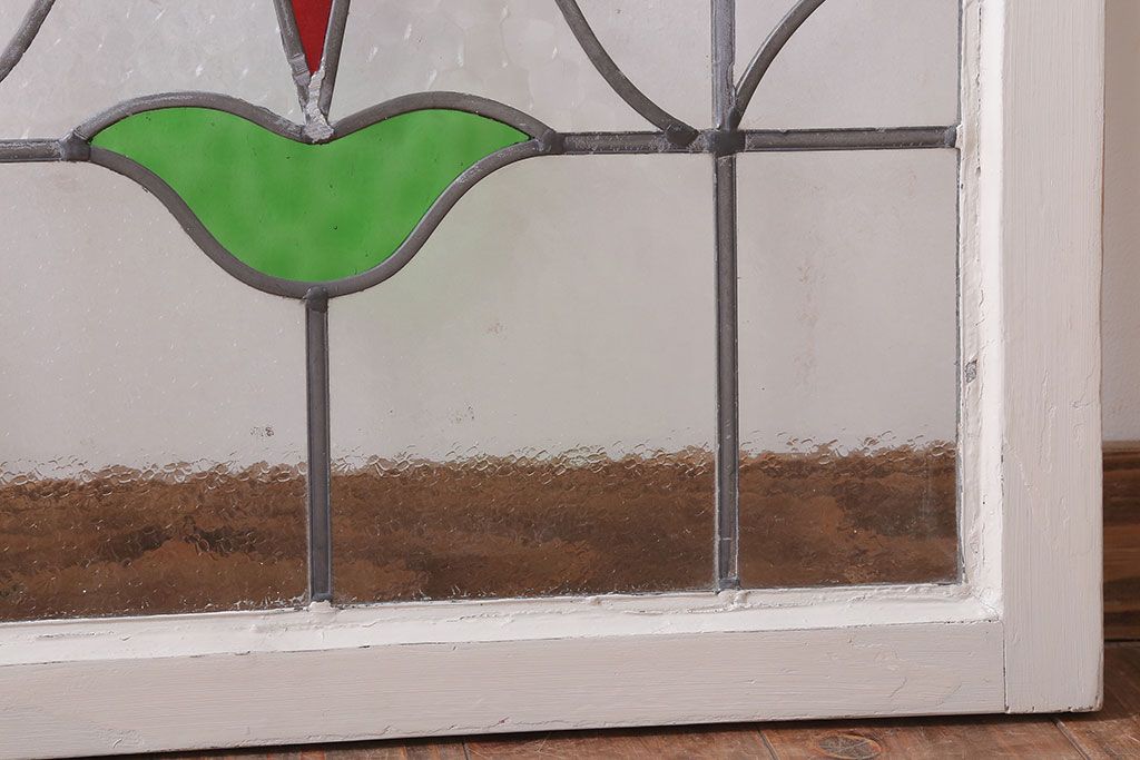 アンティーク雑貨　イギリスアンティーク　ステンドグラスの小窓(明り取り)(1)