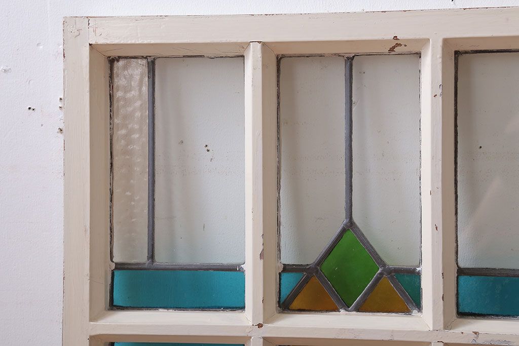 アンティーク雑貨　イギリスアンティーク　おしゃれなステンドグラスの小窓(明り取り)(1)