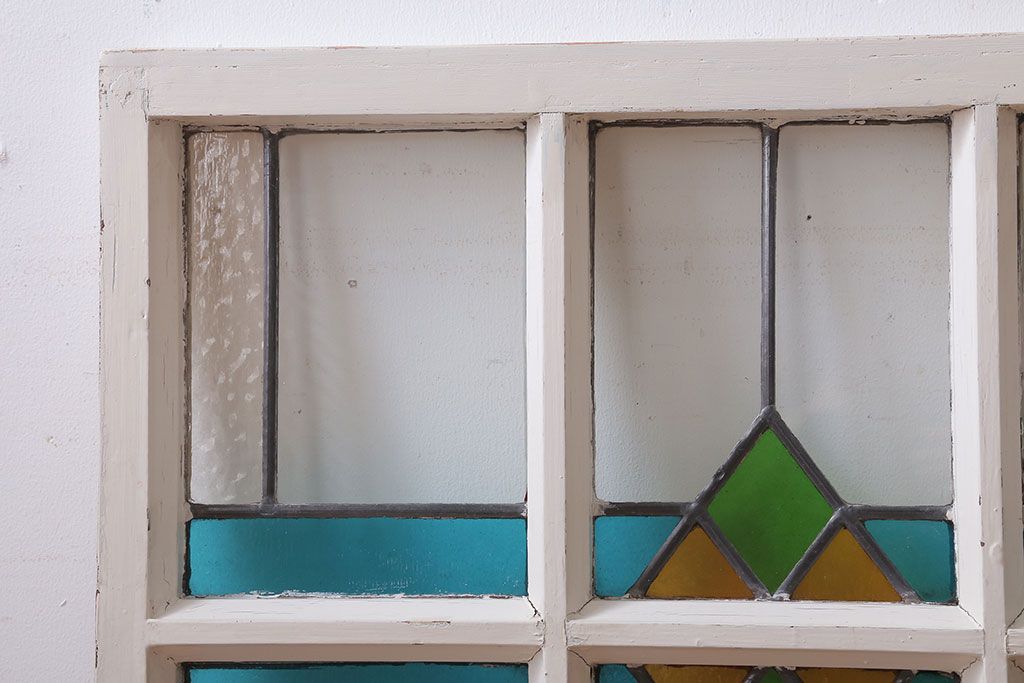 イギリスアンティーク　おしゃれなステンドグラスの小窓(明り取り)(3)
