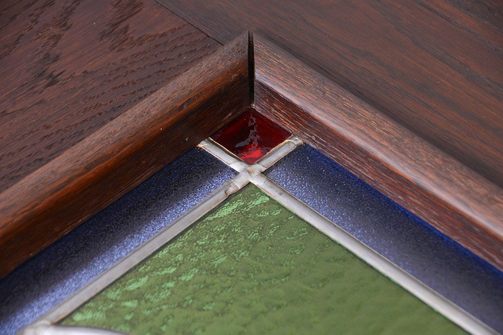 アンティーク雑貨　イギリスアンティーク　ステンドグラス天板のダイニングテーブル