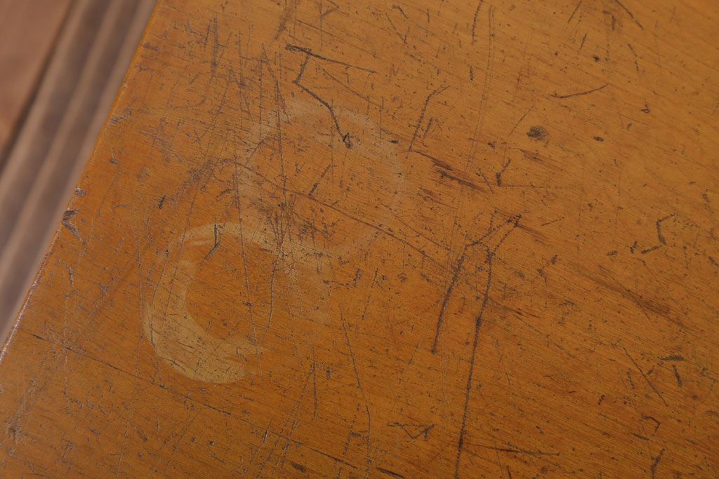 レトロ家具　昭和レトロ　古い木製のシンプルなアンティーク文机(2)