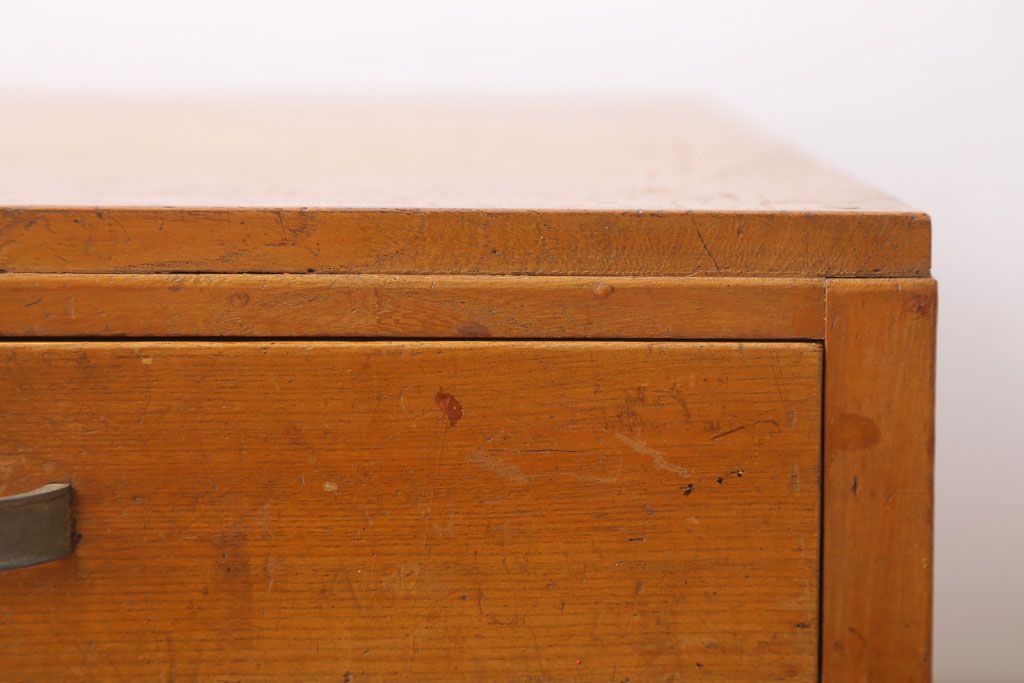 レトロ家具　昭和レトロ　古い木製のシンプルなアンティーク文机(2)