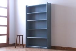 アンティーク家具　アンティークペイント　ブルーグレーカラーのシンプルな本棚(飾り棚)