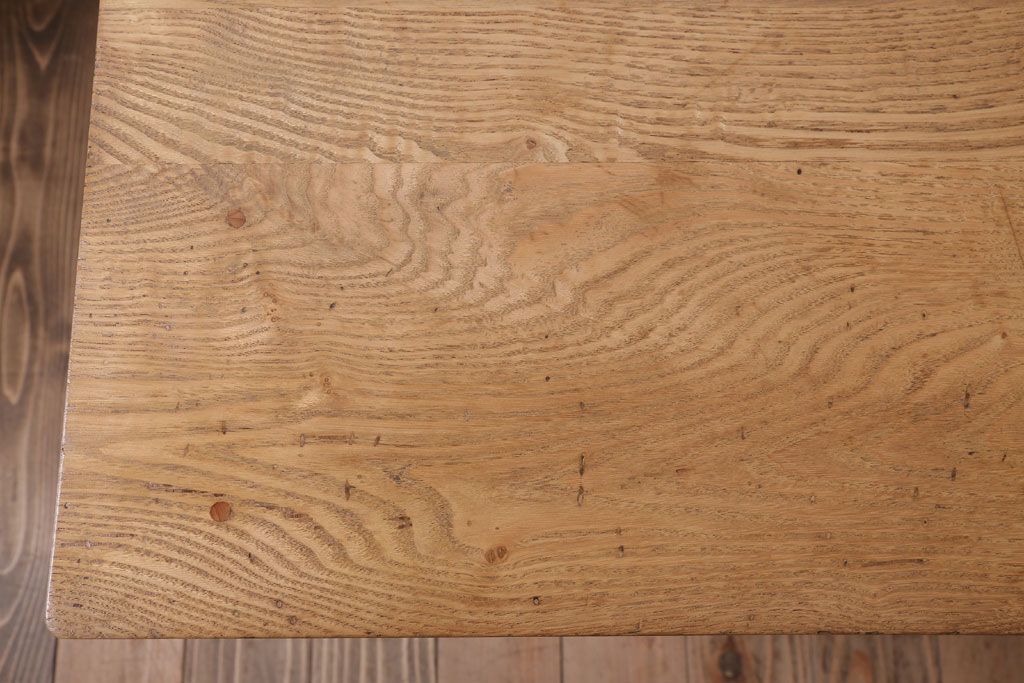 レトロ家具　アンティークペイント　古い木のレトロな平机(デスク)(3)