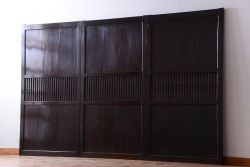 古民具・骨董　明治期　古い木の格子帯戸3枚セット