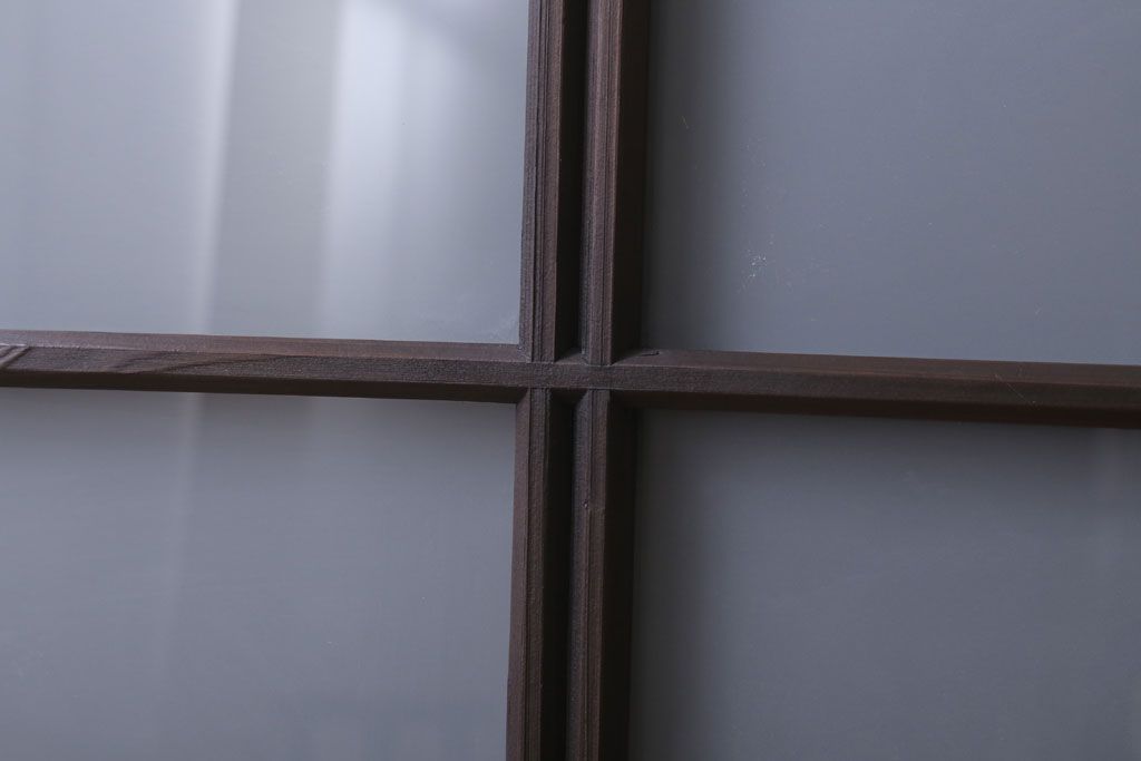 和製アンティーク　すりガラスとダイヤガラスの引き戸2枚セット(窓)